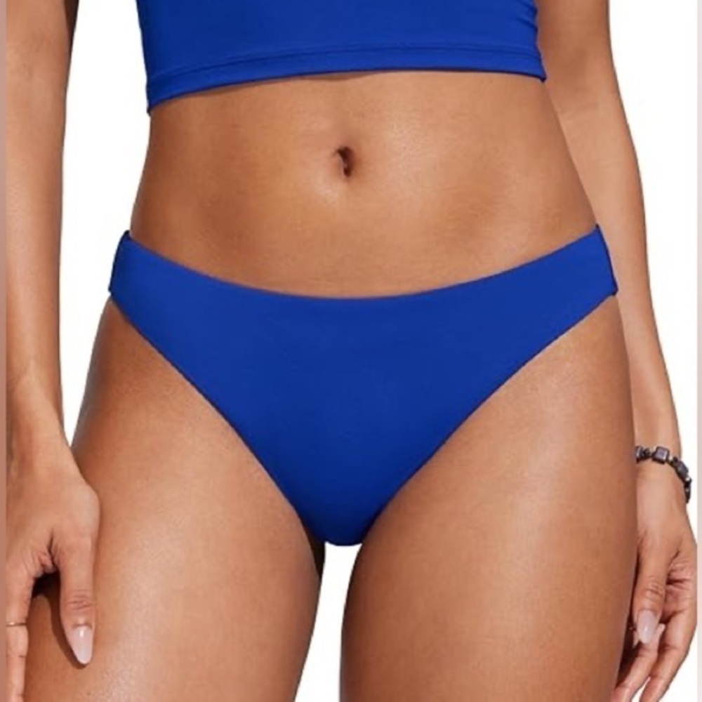 4/$20 Bikini Bottom Colbalt Blue Medium High Cut Minimalist Swim Cheeky